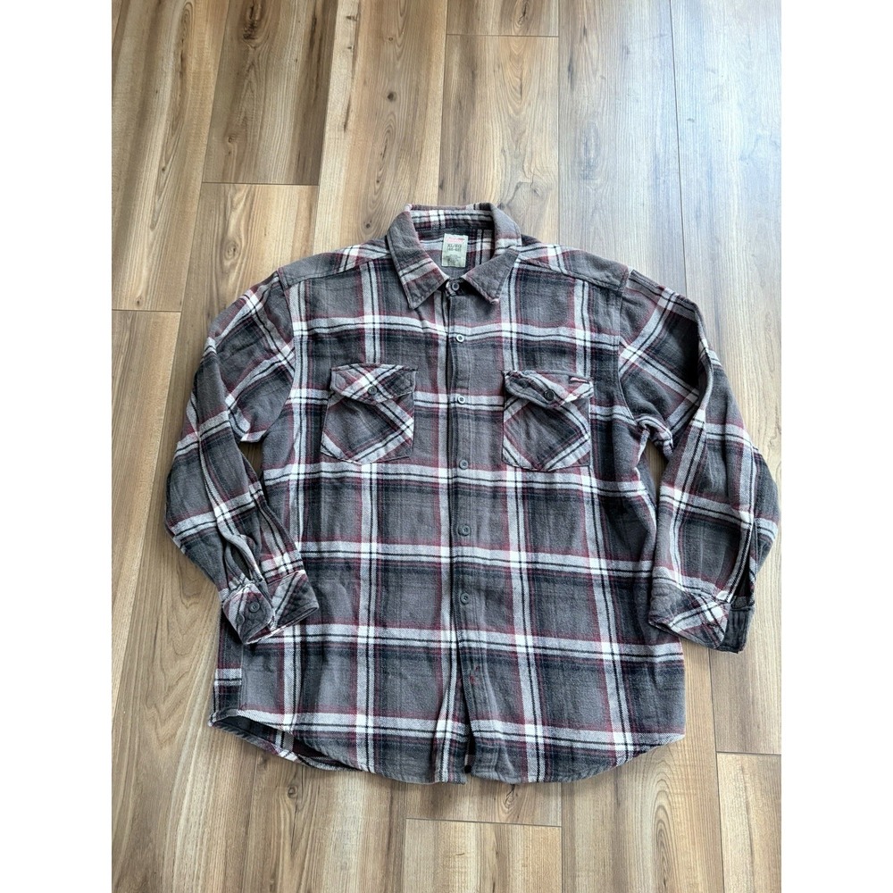 Dickies Flannel Shirt Men's XL Gray Red Plaid Heavy Cotton Shirt Work‎ Wear